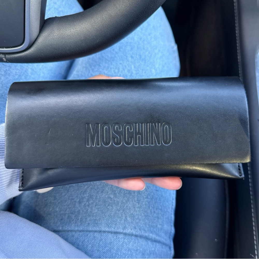 Moschino Black Authentic Sunglasses Case Pouch Black Leather